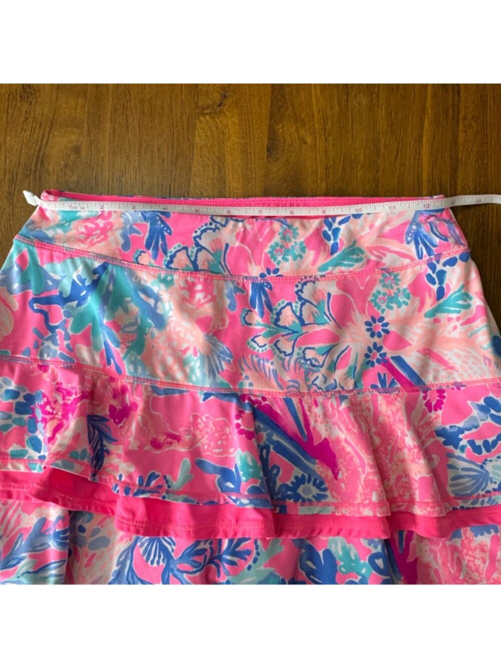 LILLY PULITZER Luxletic Skort Womens S Pink Blue Coral Ruffle Tennis Pickleball - Picture 8 of 10